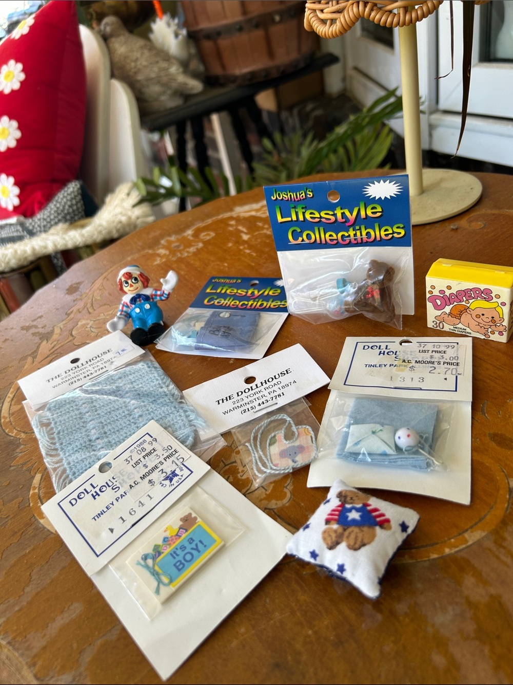 Vintage Dollhouse Miniatures Baby Boy Themed Assorted Decor